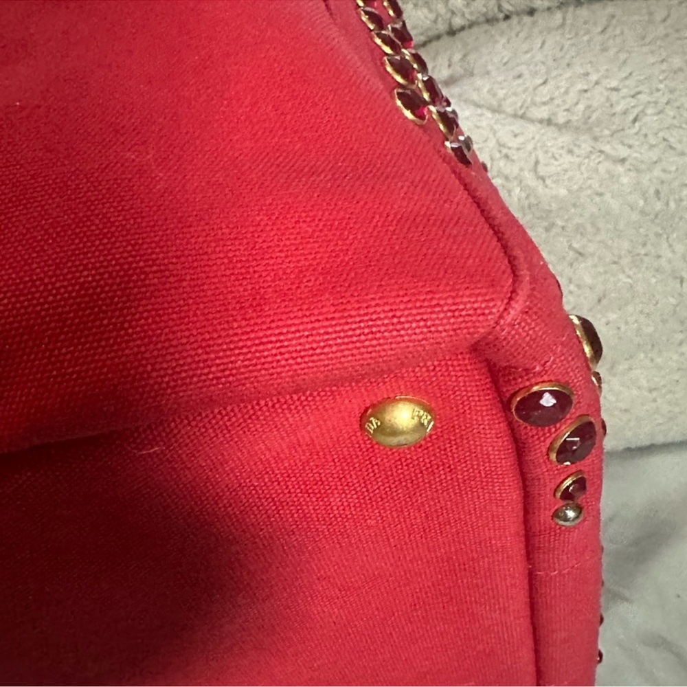100% Auth. Prada Canapa Red Studded Bijoux Bag - Picture 9 of 14